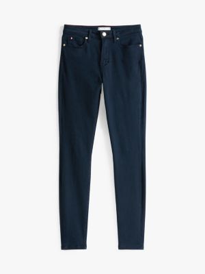 blau como skinny jeans mit mittelhohem bund für damen - tommy hilfiger