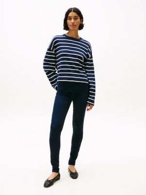 blue como skinny jeans mit mittelhohem bund für damen - tommy hilfiger