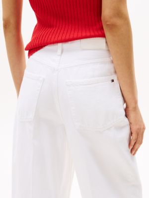 wit high rise cropped jeans met wijde pijpen voor dames - tommy hilfiger