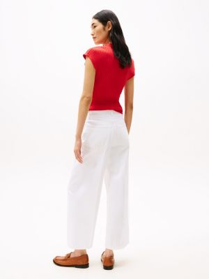 wit high rise cropped jeans met wijde pijpen voor dames - tommy hilfiger