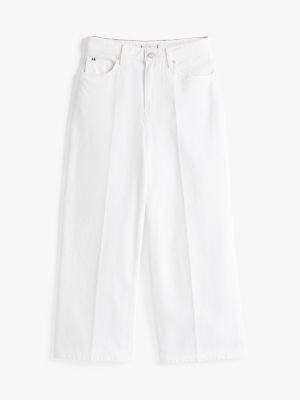 wit high rise cropped jeans met wijde pijpen voor dames - tommy hilfiger