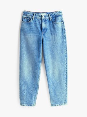 blau knöchellange tapered leg jeans mit mittelhohem bund für damen - tommy hilfiger