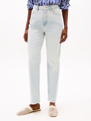 weiß knöchellange straight leg jeans mit hohem bund für damen - tommy hilfiger