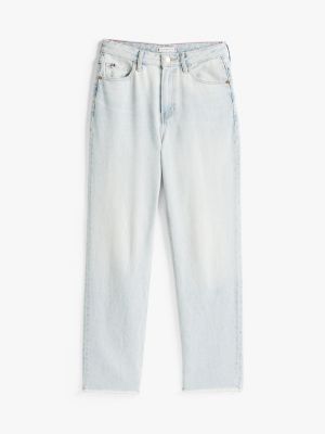 white faded high rise straight ankle jeans for women tommy hilfiger