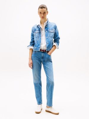 blue faded slim denim jacket for women tommy hilfiger