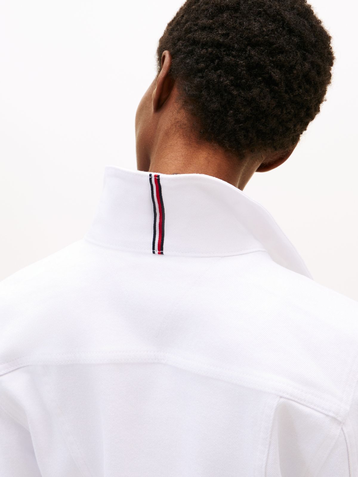 Slim White Denim Trucker Jacket — White
