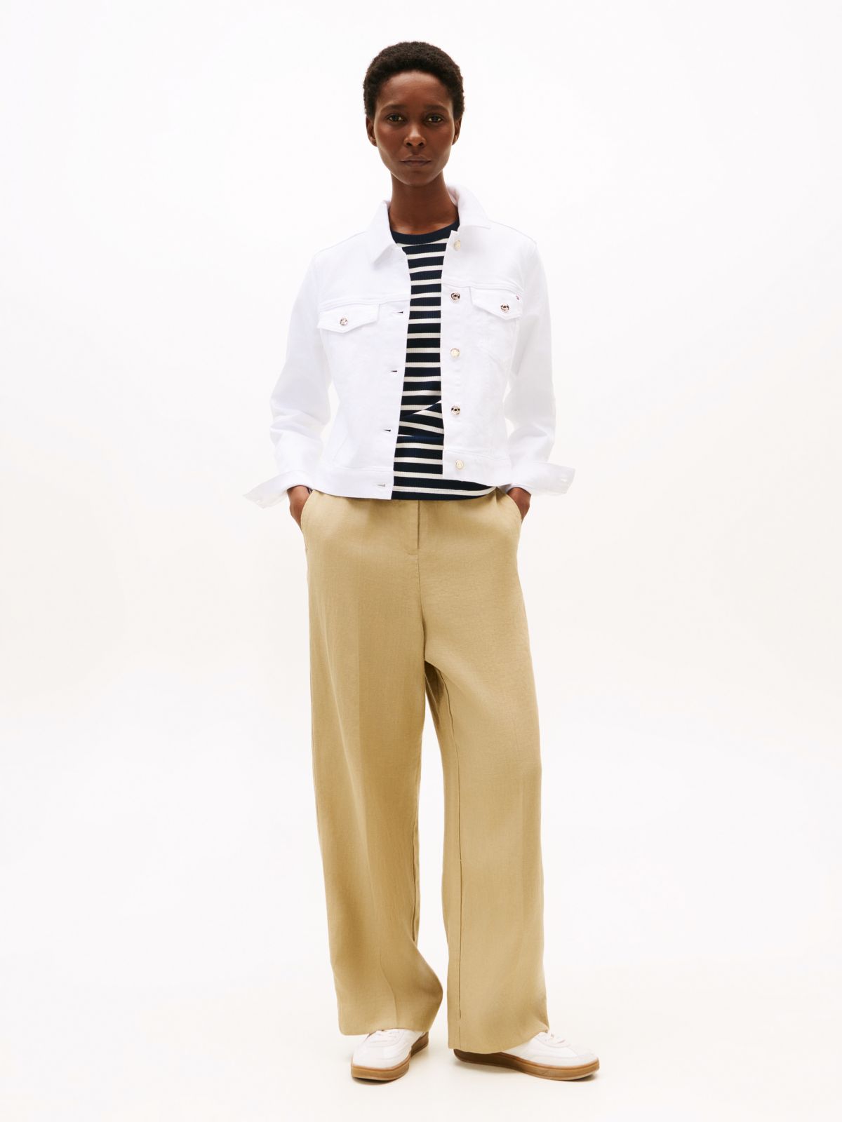 Slim White Denim Trucker Jacket — White