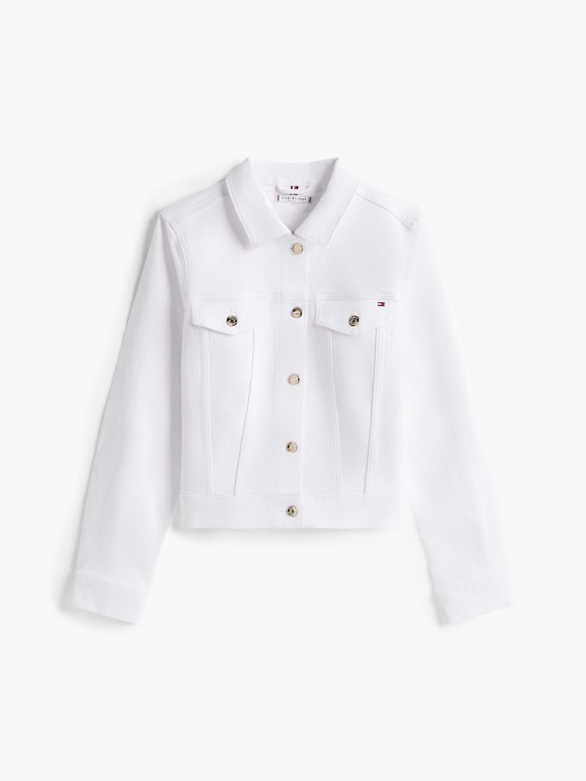 Slim White Denim Trucker Jacket — White