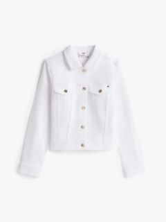 Slim White Denim Trucker Jacket — White 5