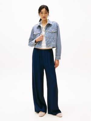 meerdere kleuren oversized denim jack met logo voor dames - tommy hilfiger