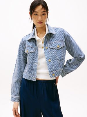 multi logo oversized denim jacket for women tommy hilfiger