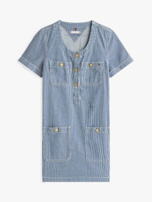 meerdere kleuren denim mini-jurk met korte mouwen voor dames - tommy hilfiger