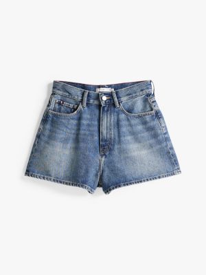 blue high rise flared denim shorts for women tommy hilfiger