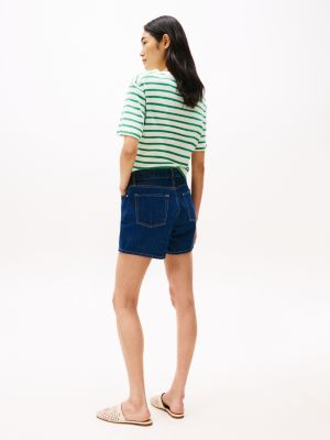 blauw high rise denim short voor dames - tommy hilfiger