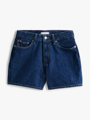 short en denim taille haute bleu pour femmes tommy hilfiger