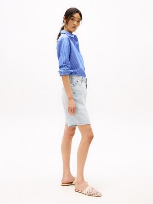 blue relaxed denim bermuda shorts for women tommy hilfiger