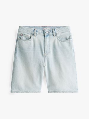 blue relaxed denim bermuda shorts for women tommy hilfiger