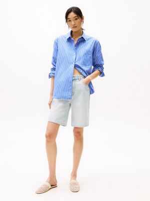 blue relaxed fit bermudashorts aus denim für damen - tommy hilfiger