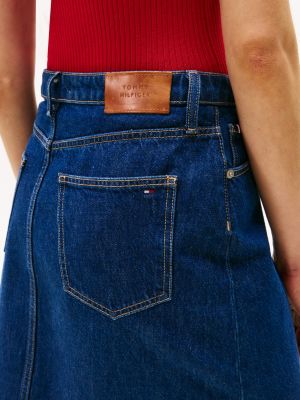 jupe courte droite en denim bleu pour femmes tommy hilfiger