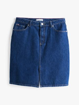 blue straight denim mini skirt for women tommy hilfiger