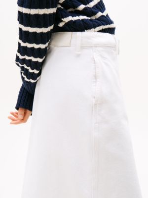 white white denim midi skirt for women tommy hilfiger