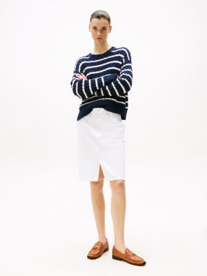 white white denim midi skirt for women tommy hilfiger