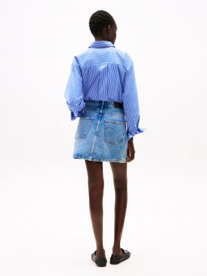 blue faded denim mini skirt for women tommy hilfiger