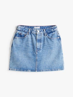 blue faded denim mini skirt for women tommy hilfiger