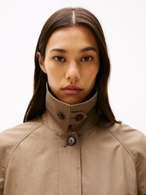 brown single breasted relaxed mac coat for women tommy hilfiger