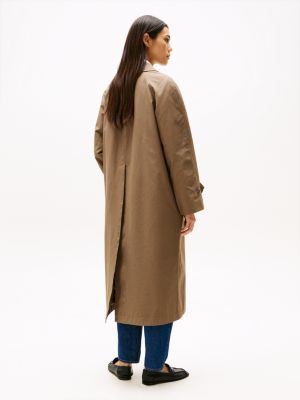 brown single breasted relaxed mac coat for women tommy hilfiger