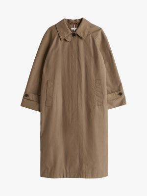 brown single breasted relaxed mac coat for women tommy hilfiger