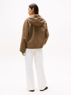 brown oversized pocket relaxed parka for women tommy hilfiger