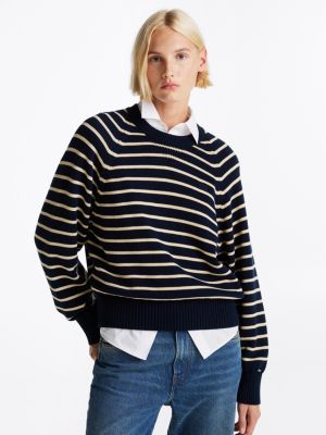 pullover relaxed fit con maniche raglan multi da donne tommy hilfiger