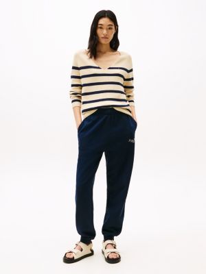 multi cable knit v-neck jumper for women tommy hilfiger