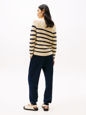 multi cable knit v-neck jumper for women tommy hilfiger