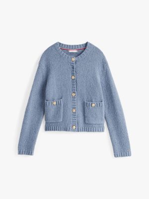 cardigan in maglia tramata con bottoni dorati blu da donne tommy hilfiger