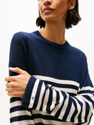 pull décontracté col ras-du-cou avec soie plusieurs couleurs pour femmes tommy hilfiger