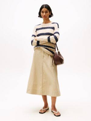 multi relaxed fit zopfstrick-pullover aus leinenmix für damen - tommy hilfiger