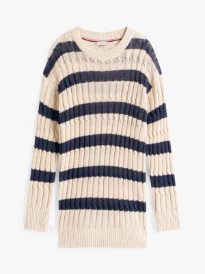 multi relaxed fit zopfstrick-pullover aus leinenmix für damen - tommy hilfiger