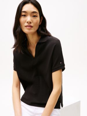 black relaxed polo shirt for women tommy hilfiger