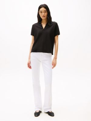 black relaxed polo shirt for women tommy hilfiger