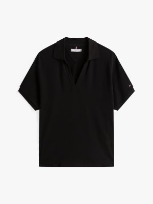 black relaxed polo shirt for women tommy hilfiger