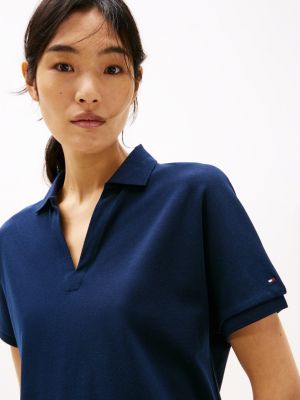 blauw relaxed fit polo voor dames - tommy hilfiger