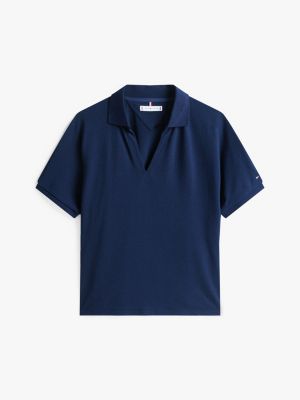 blue relaxed polo shirt for women tommy hilfiger