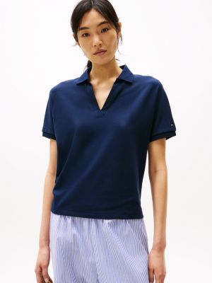 blue relaxed polo shirt for women tommy hilfiger