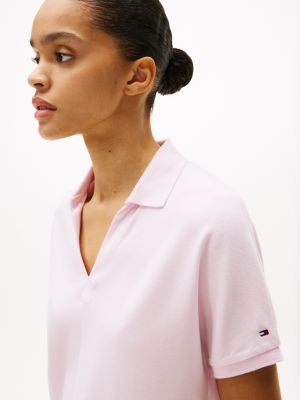 pink relaxed polo shirt for women tommy hilfiger