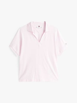 pink relaxed polo shirt for women tommy hilfiger