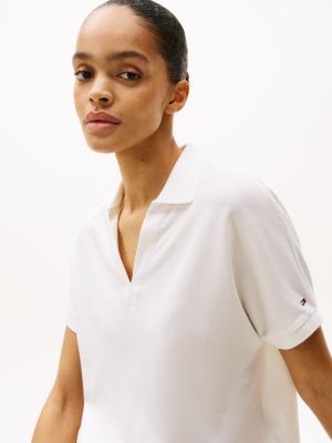 white relaxed polo shirt for women tommy hilfiger