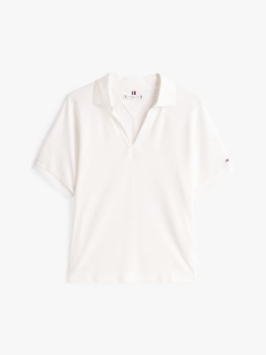 white relaxed polo shirt for women tommy hilfiger