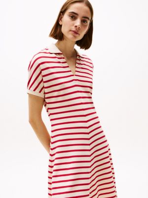 multi polo-minikleid mit fit-and-flare-silhouette für damen - tommy hilfiger